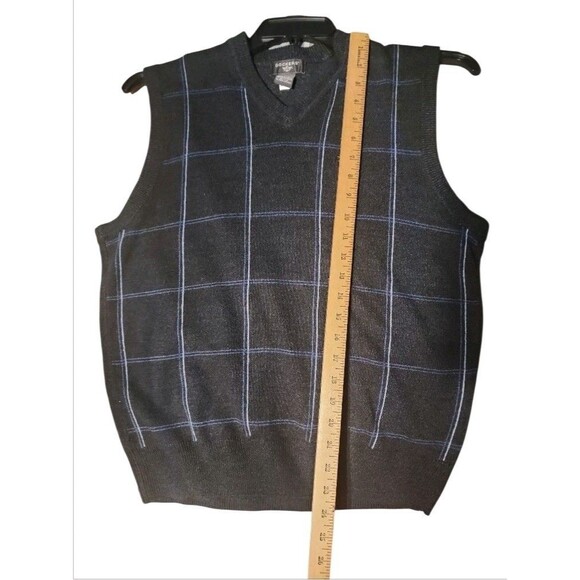 Dockers Men’s Sweater Vest Black Blue Windowpane Plaid Knit Pullover Size S - Picture 3 of 6